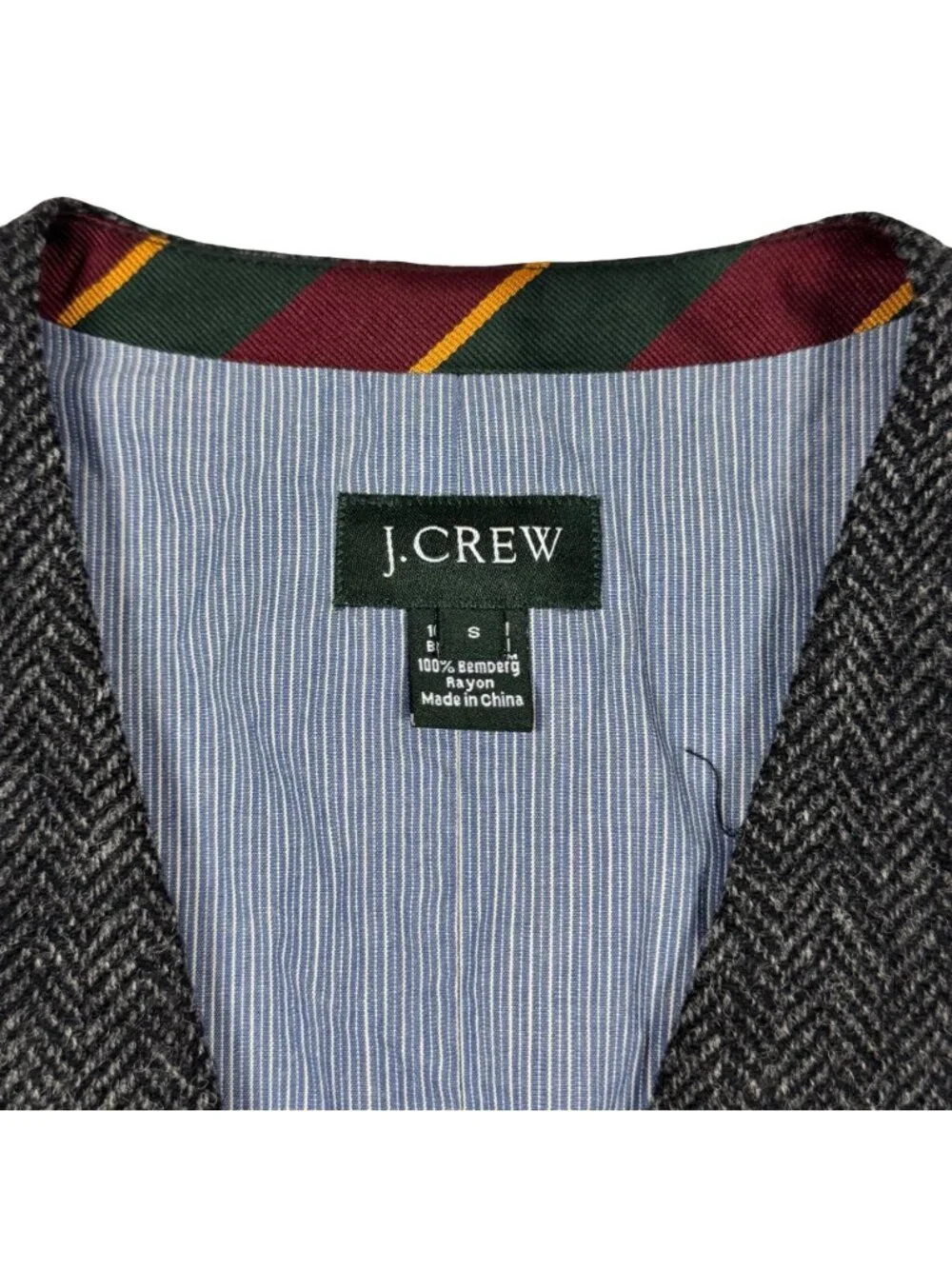 J Crew Moon Tweed Vest Waistcoat S Gray Herringbone Wool Heritage Old Money